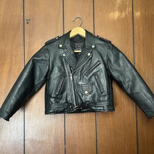 Kids Leather Gear Jacket Motorcycle Biker Style ( Size Large )